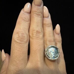 Silver Iridescent Stone Ring